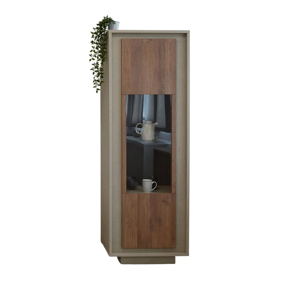 Vetrina con anta Open 67x40x197h colore noce mercure e cashmere