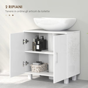 Mobile Sottolavabo da Bagno con Armadietto 2 Ante 60x35x60 cm in MDF Bianco