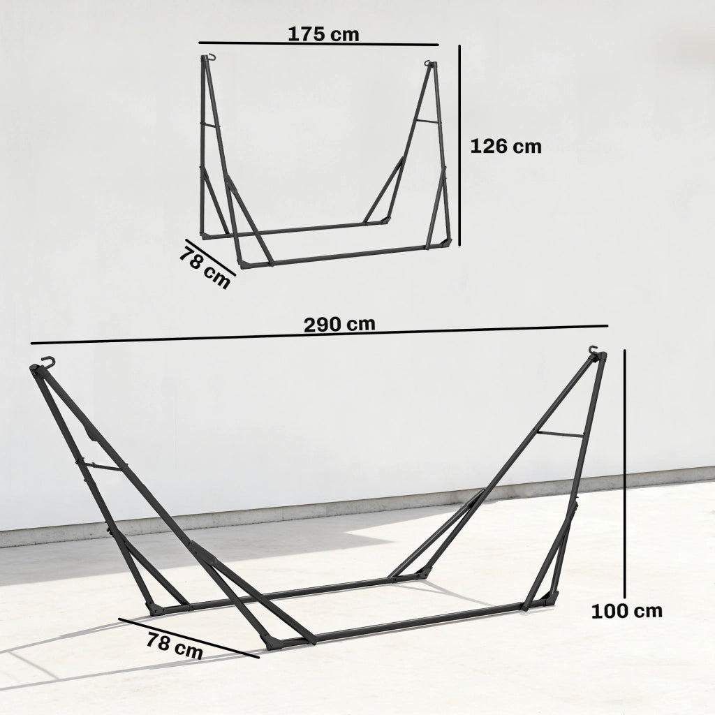 Supporto per Amaca Pieghevole in Acciaio ¨C zephmum ¨C Nero, 290 cm