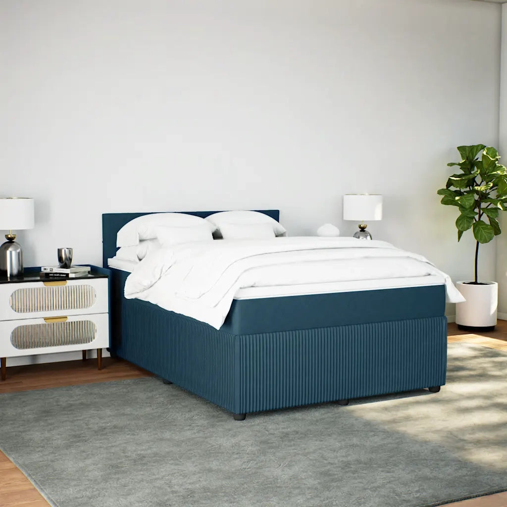 Giroletto a Molle con Materasso Blu 140x200 cm in Velluto 3290062