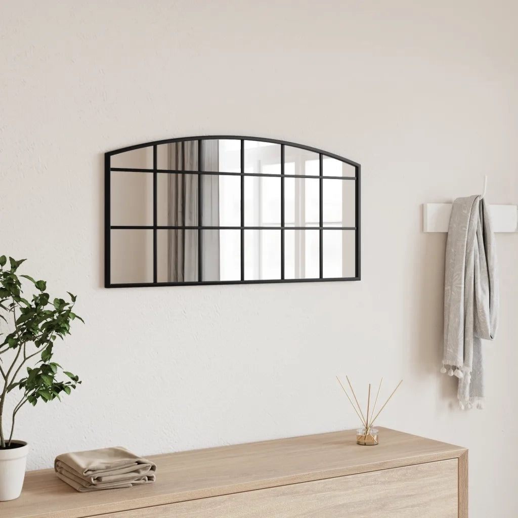 Specchio da Parete | Specchio decorativo Nero 80x40 cm Arco in Ferro