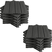 22 pezzi DIY Piastrella da giardino Terrazza Mattonelle Pavimento per casa in WPC Doghe Legno 30x30 cm Carbone-Nero
