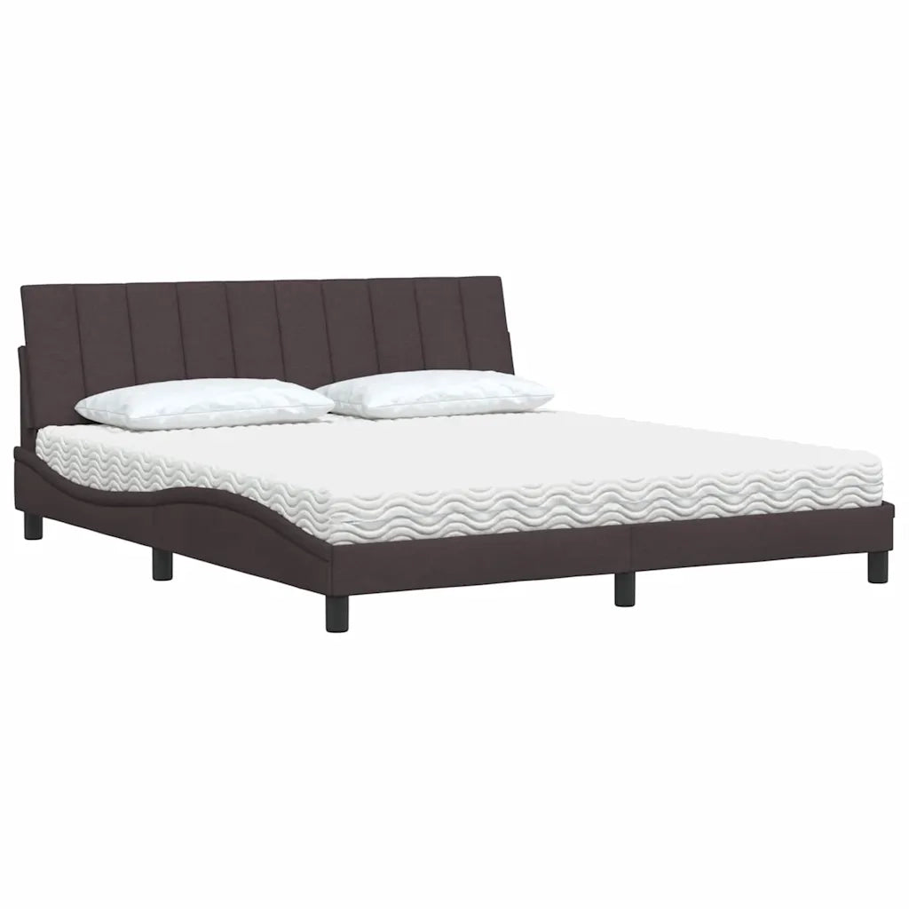 Letto con Materasso Hanko Marrone Scuro 180x200cm Tessuto 3310548