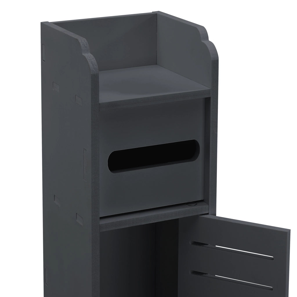 Mobiletto Contenitore Leoben da Bagno con Scomparto Porta Carta Igiencia 80 x 15 x 15 cm - Grigio Scuro [en.casa]