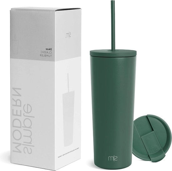 Tazza in acciaio inossidabile isolata con maniglia e coperchio - Onda di caffè freddo - Onda di acqua da viaggio per uomo e donna - Classica collezione - 710 ml - Bos