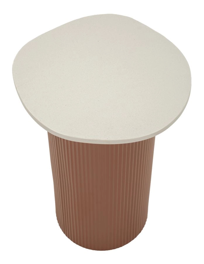 Tavolinetto Frankfurt Marble 35x37x53 cm in Metallo e MDF e Marmo Artificiale Rosso e Bianco