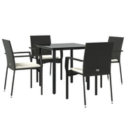Set da pranzo da giardino in vimini di resina nera da 5 pezzi e cuscini 02_0014872