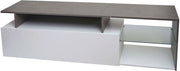 TV-rek MCW-L35, lowboard TV-tavolo, comodino TV, mobile per oggetti, in legno 47x170x40cm con cassetto di ripostiglio, finitura bianco cemento.