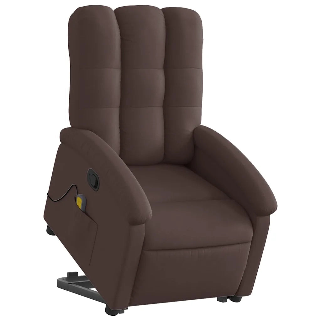 Poltrona | Sedia Relax Alzapersona Massaggi Reclinabile Marrone Scuro Tessuto