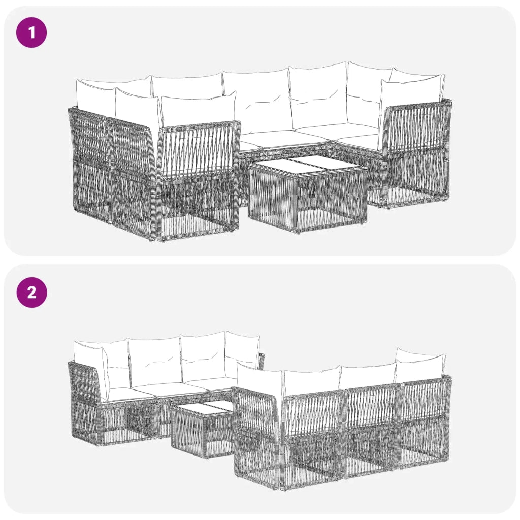 Set Divano da Giardino 7 pz Nero polyrattan 3434137