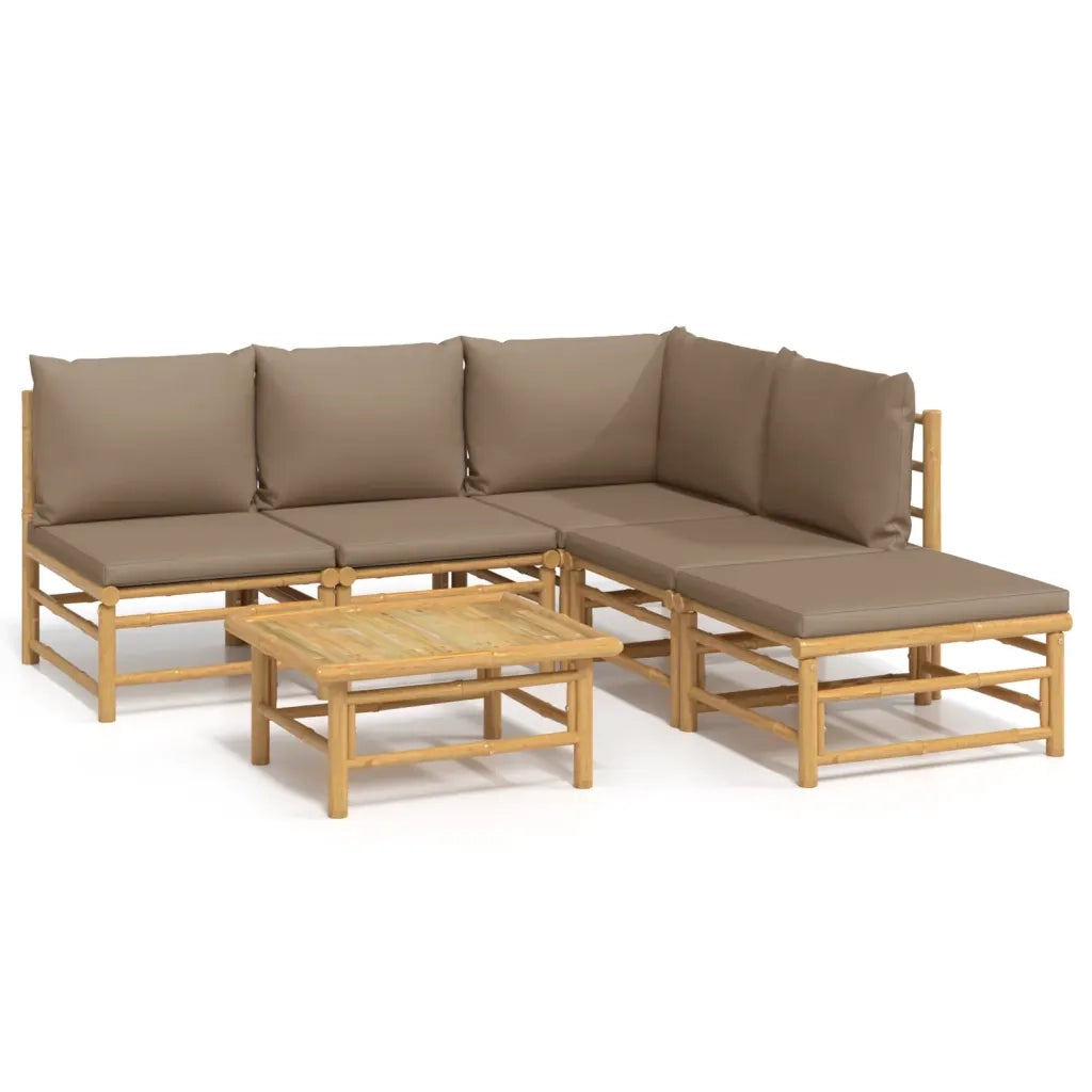 Set Salotto da Giardino 6pz con Cuscini Tortora BambÃ¹cod mxl 76347