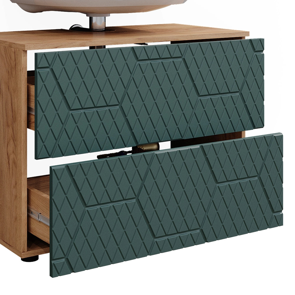 Vicco Set mobili bagno Quercia verde/oro 2 parti
