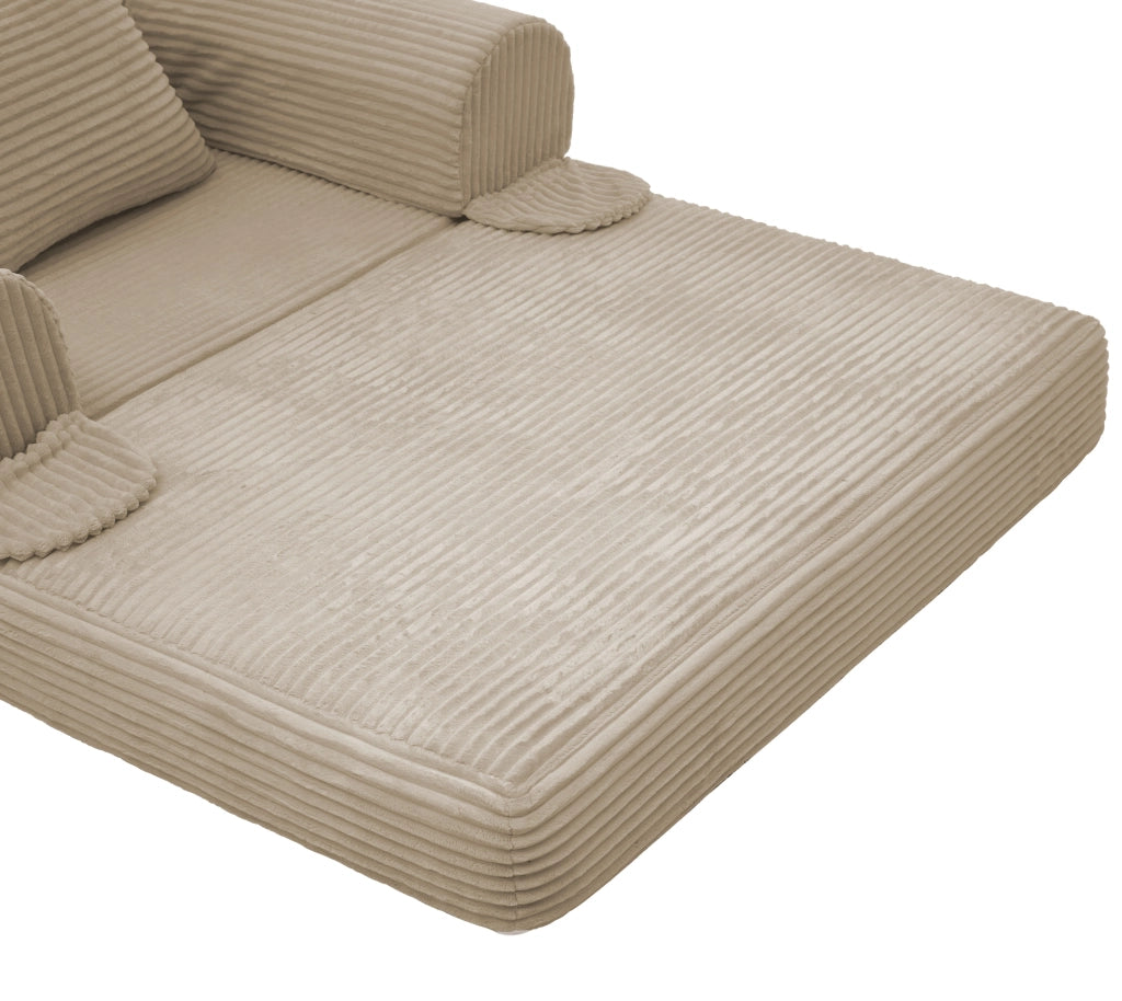 Fauteuil convertible letto singolo in tessuto corduroy con cuscino e funzione letto marrone