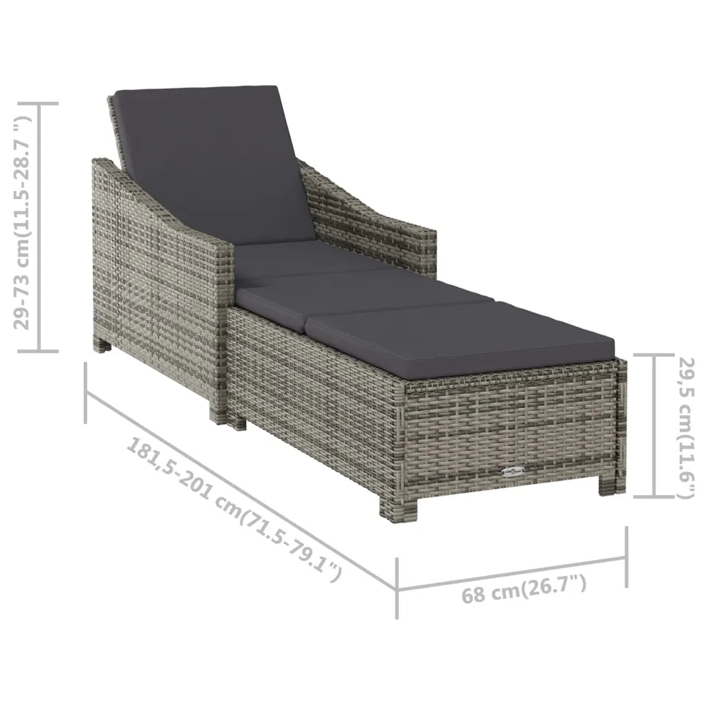 Lettino Prendisole con Cuscino Grigio Scuro Polyrattan Grigio cod mxl 23228