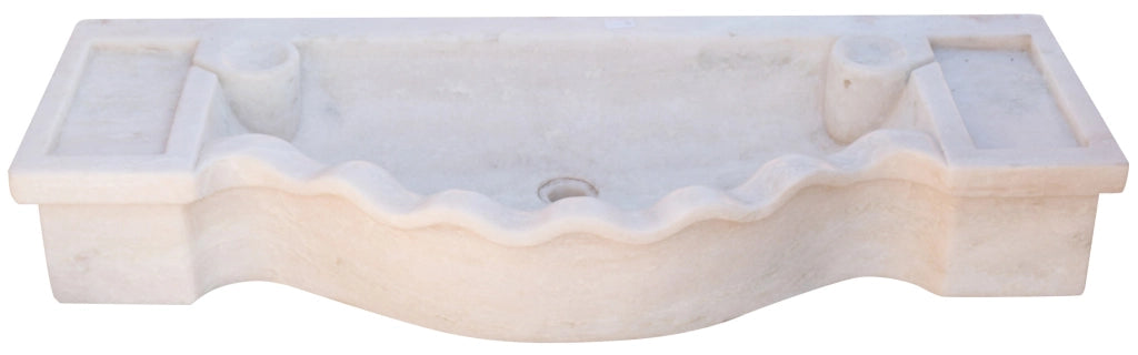 Biscottini Lavandino in marmo bianco L114xPR45xH18 cm Vasca realizzata completamente
