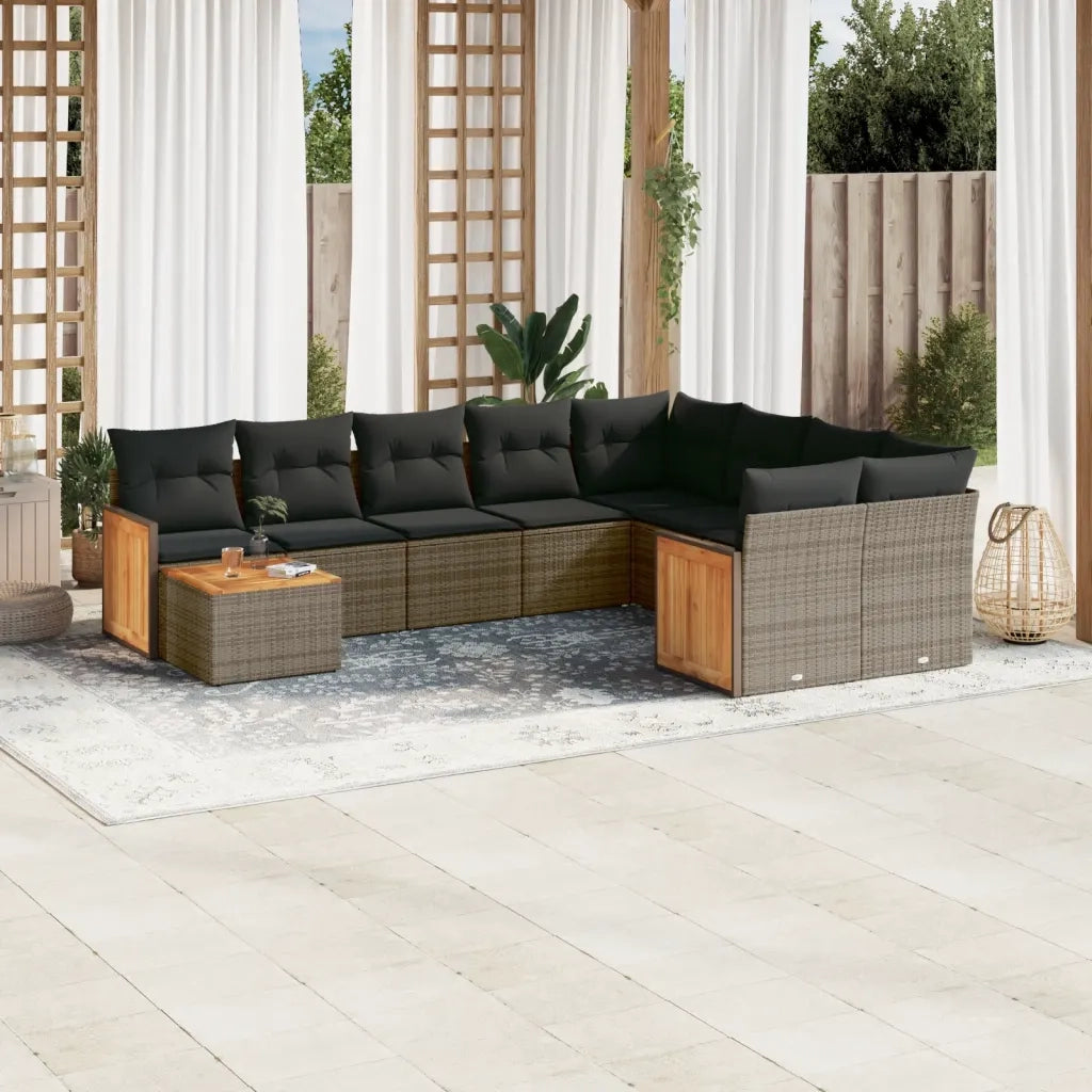 Set Divano da Giardino 10 pz con Cuscini Grigio in Polyrattancod mxl 89981