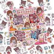 Set di adesivi Kawaii con ragazza cartoon - Adesivi scherzi per libro di appunti DIY - Adesivi Bullet Journal con figura Kawaii .