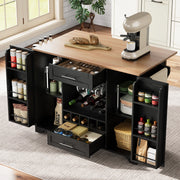 Carrello da Cucina Pieghevole con Portabottiglie ¨C MINIMAL ¨C Nero 120x45x92