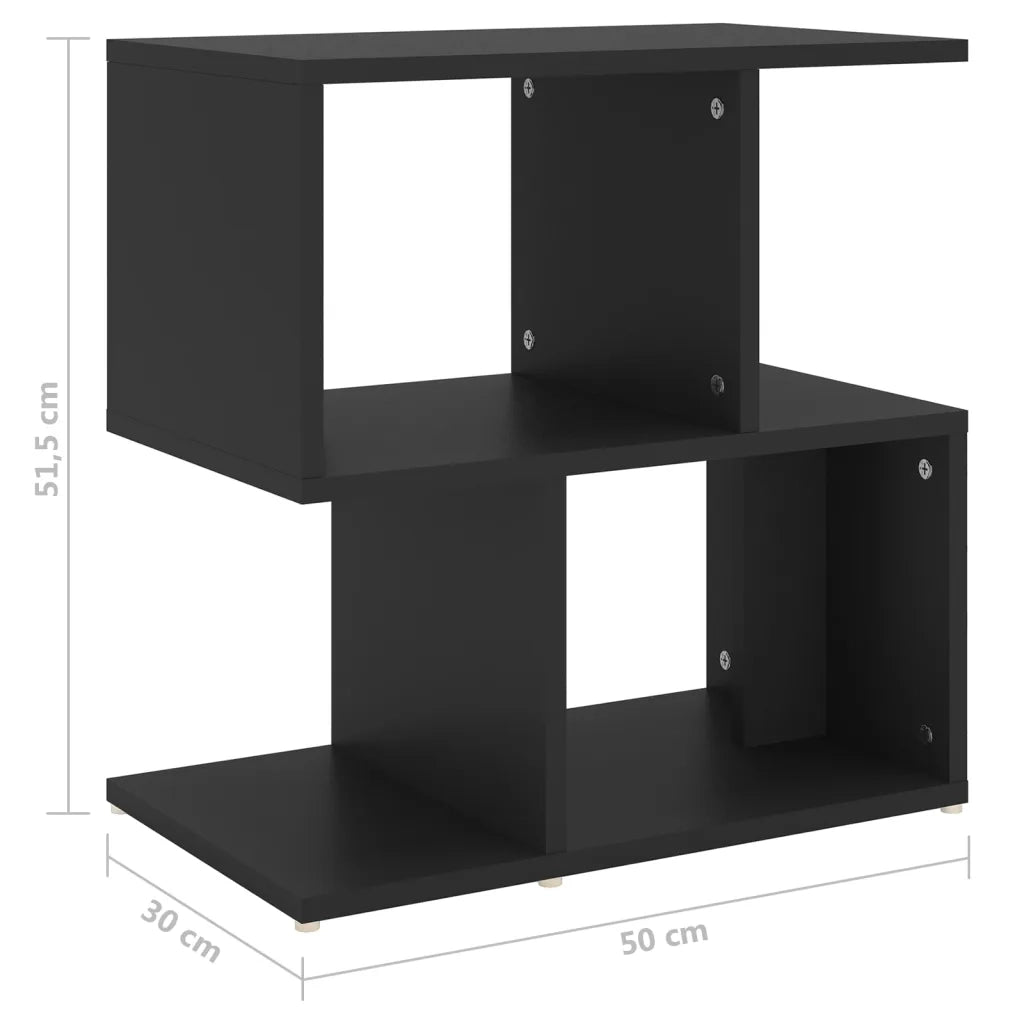 Comodino Nero 50x30x51,5 cm in Legno Multistrato 806366