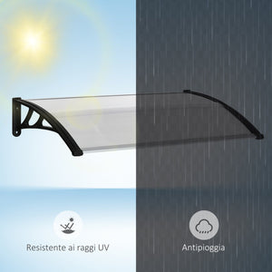 Pensilina Tettoia 110x60x23 cm in Policarbonato e Alluminio Trasparente