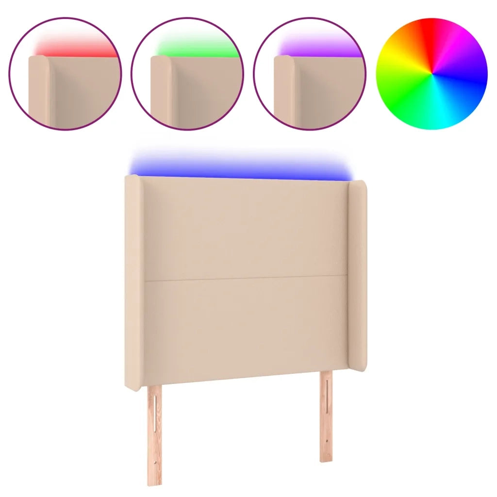 Testiera a LED-Testata con LED Cappuccino 93x16x118/128 cm in Similpelle 859379