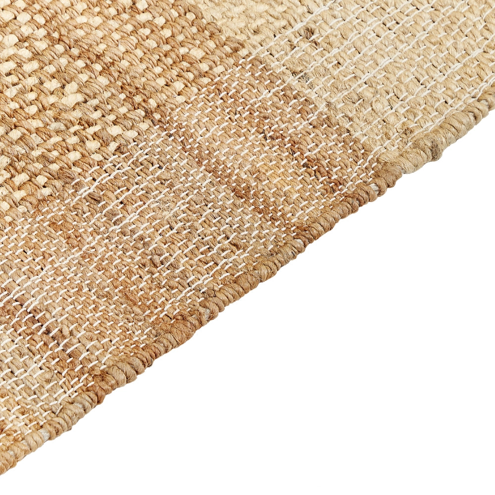 Tappeto in juta beige 80 x 150 cm tessuto a mano con frange in stile rustico per l'ingresso della camera da letto