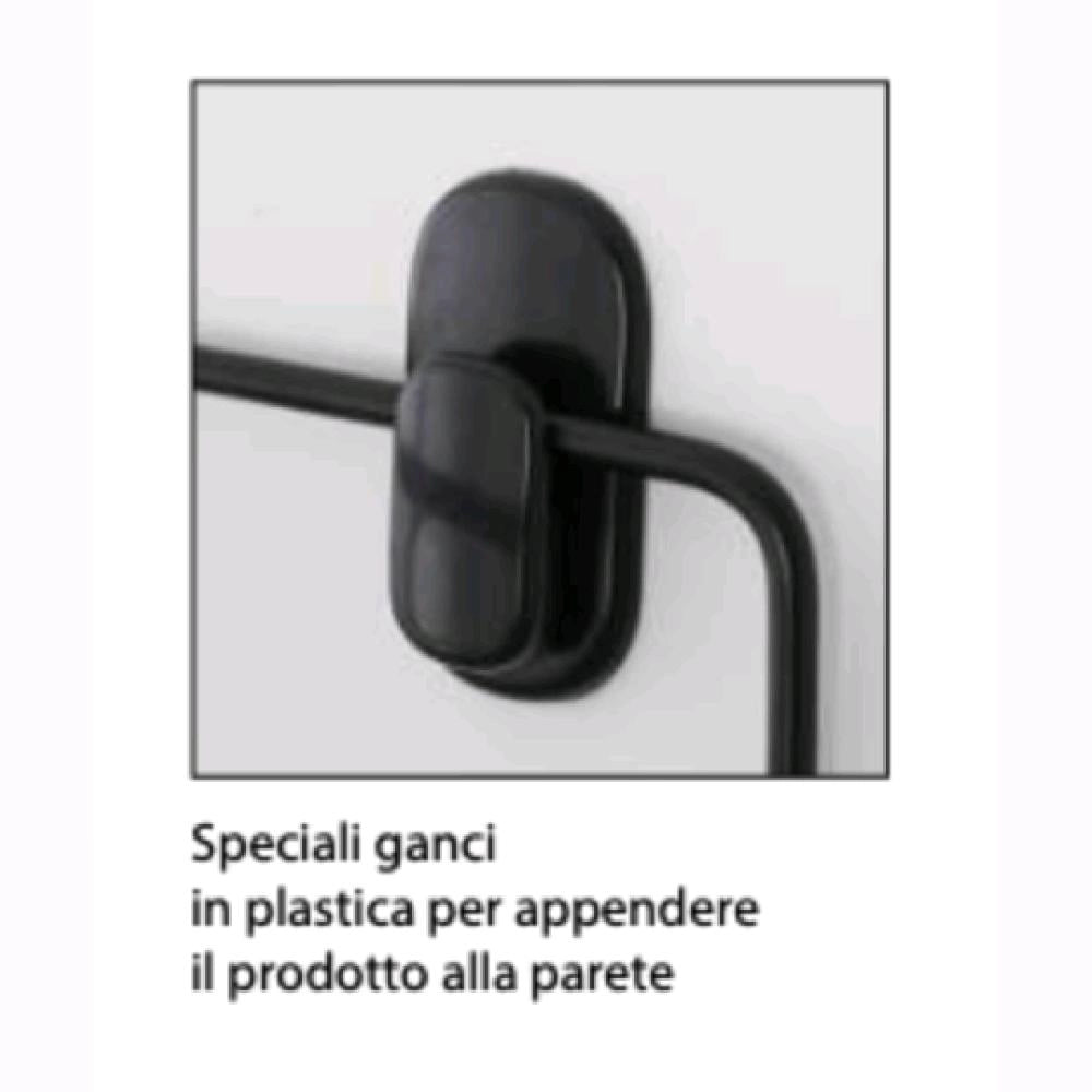 Mensola Rettangolare per Bagno in Acciaio Colore Nero Opaco 2 ripiani Bambù 26,5x10x36H cm