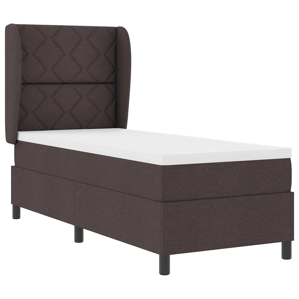 Letto a molle con materasso Marrone scuro 80 x 200 cm Tessuto 3340595