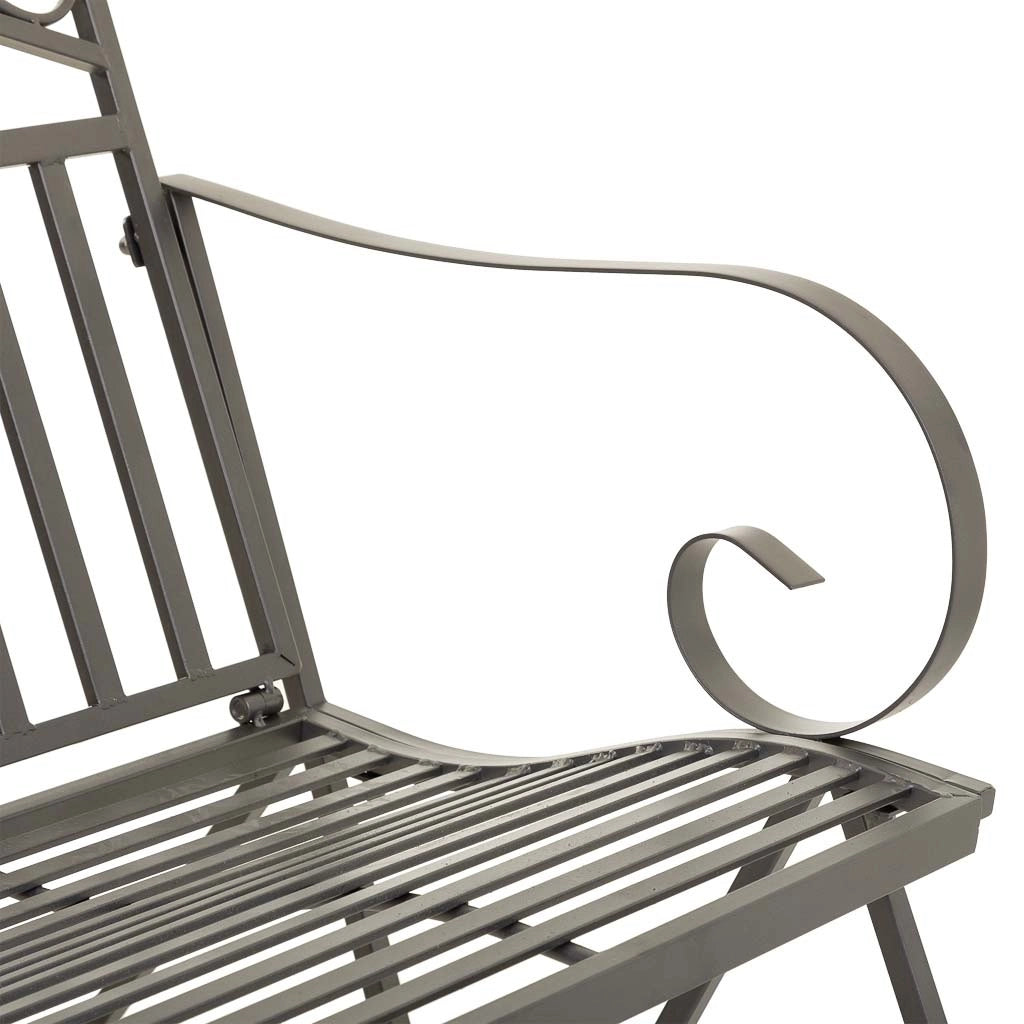 Divano a dondolo in ferro battuto marrone 116x45x91h cm