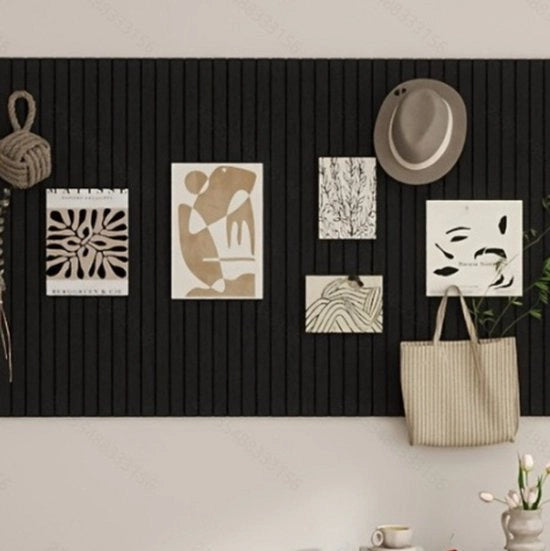 Panno decorativo da parete, grande, 0,9 cm spesso, display da appendere con adesivo per foto, bacheca per foto per scuola, casa, cucina, ufficio, 60 x 40 cm, nero
