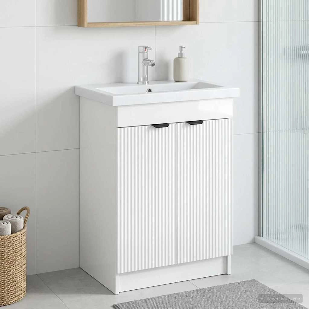 Mobiletto da bagno sotto il lavello Bianco Lucido 890098