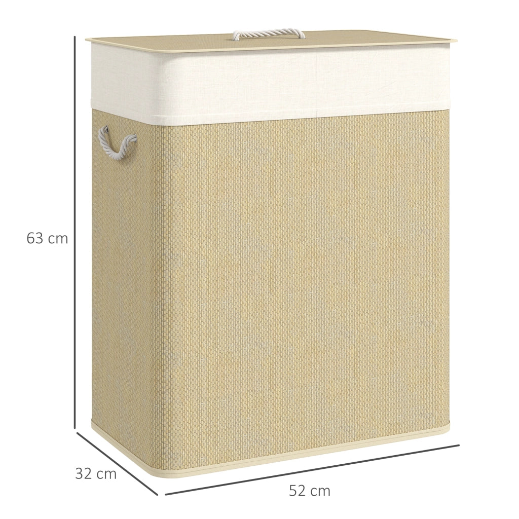 Cesta per il bucato doppia in bamb¨´ con coperchio ¨C zephmum ¨C 100 L, corda