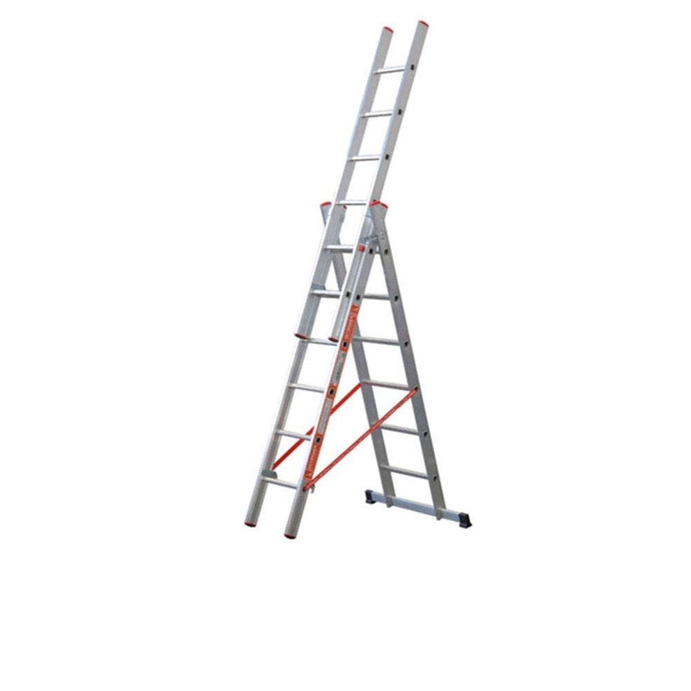 Trade Shop - Scala Tripla Trasformabile 3 Elementi In Alluminio A Sfilo O A Cavalletto Modula -   -3 X 10 Gradini    -