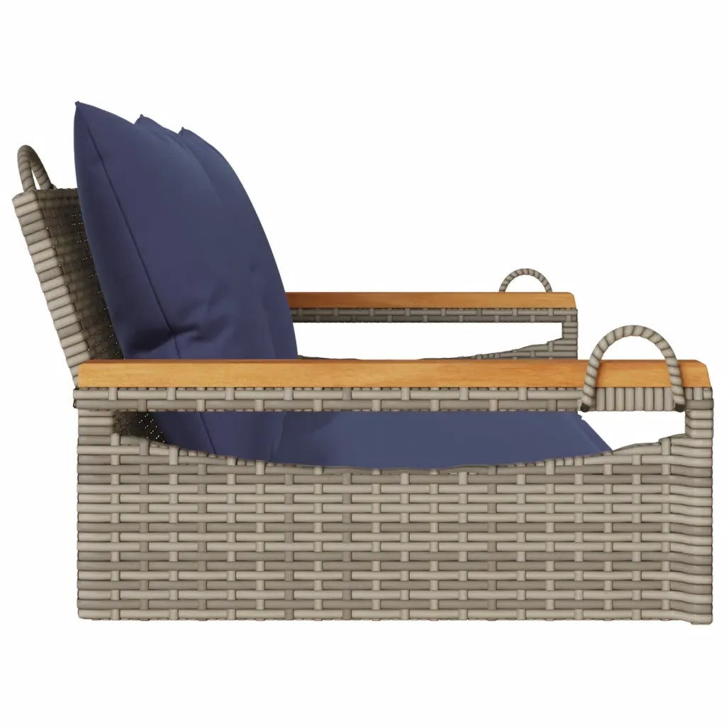 Panchina Dondolo con Cuscini Grigia 109x62x40 cm in Polyrattan 368150