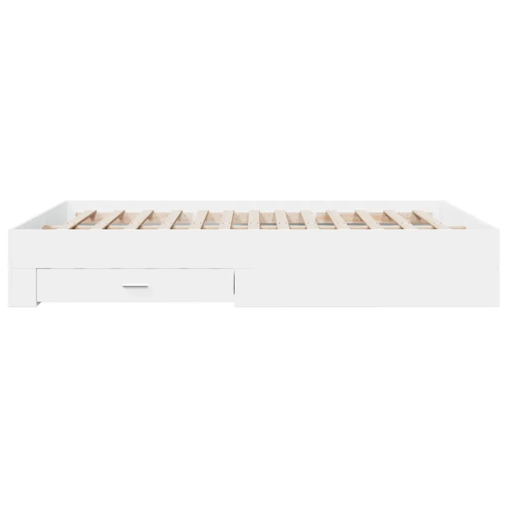 Letto matrimoniale | Letto per adulti | Giroletto con Cassetti Bianco 160x200 cm in Legno Multistrato