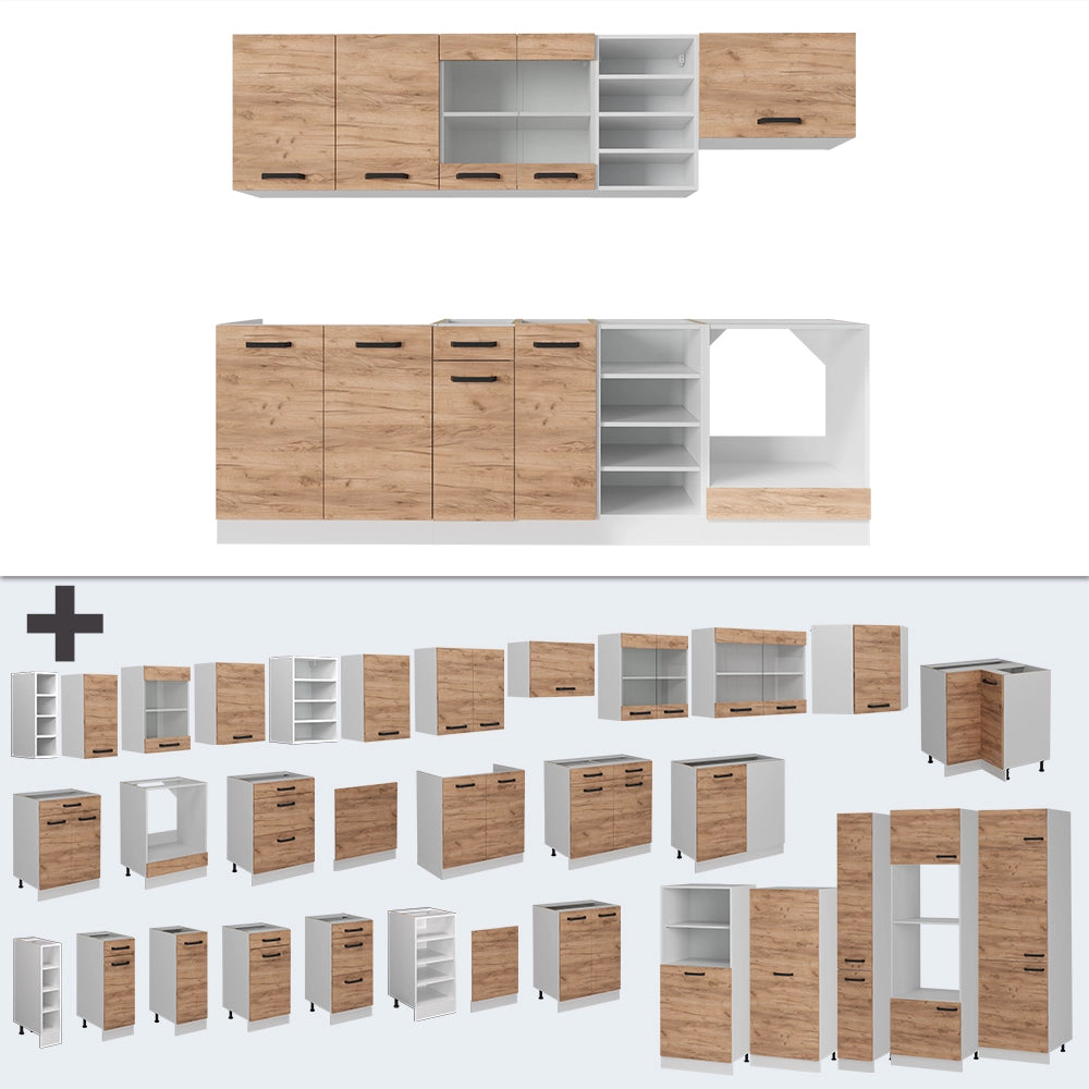 Vicco Cucina componibile Quercia dorata/bianco 240 cm PL Marmo