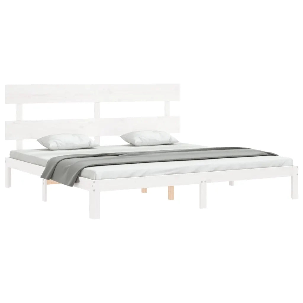 Giroletto Testiera Bianco Super King Size in Legno Massello 3193547