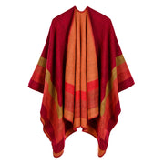 Sciarpa calda da donna a righe, piccola e quadrata, in cashmere e acrilico.
