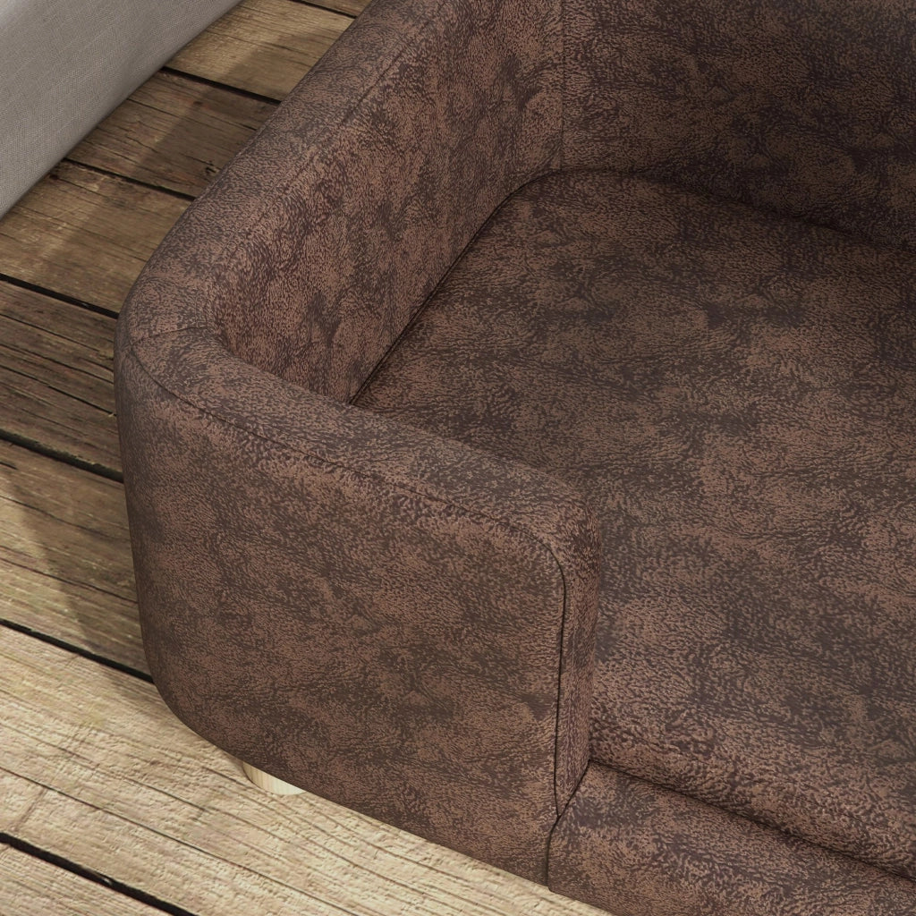 Letto per cani e gatti con cuscino imbottito e piedi in legno massello ¨C zephmum ¨C microfibra marrone 74x48,5x31 cm