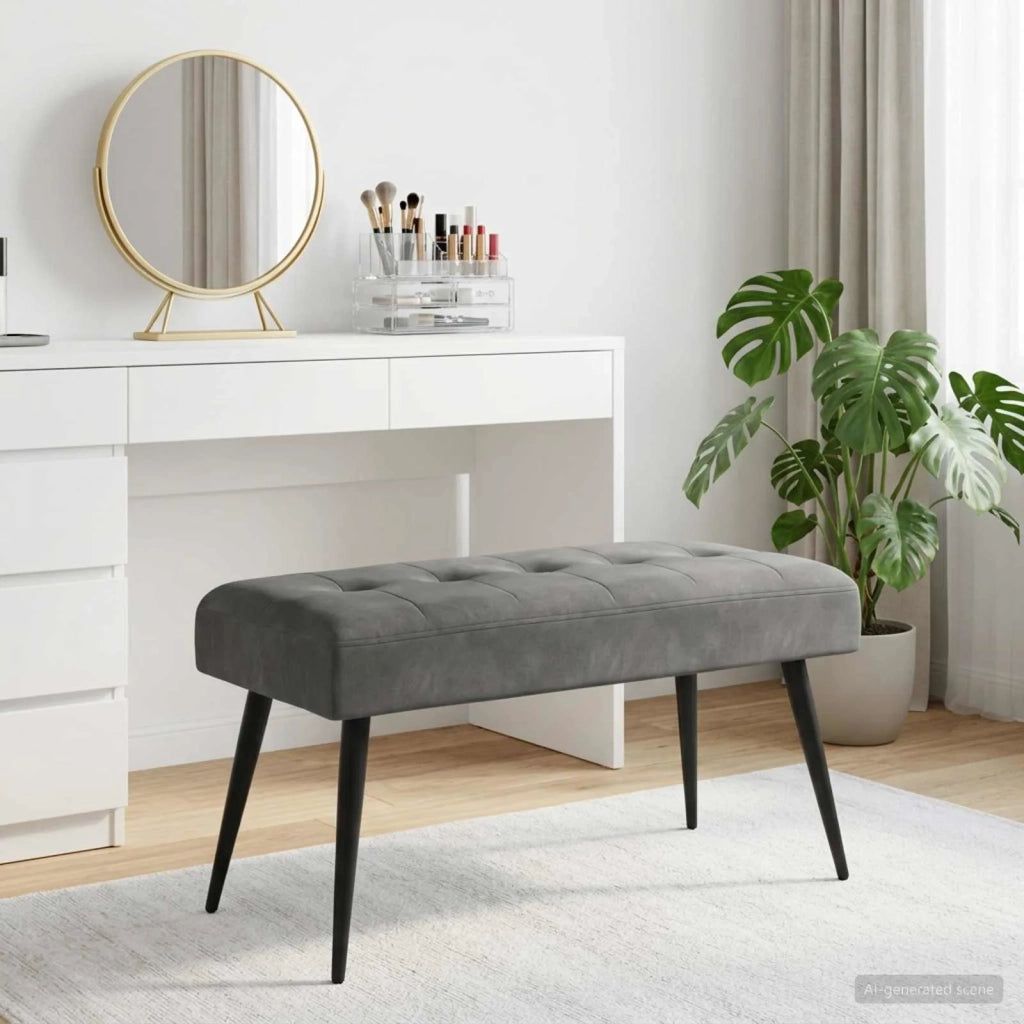 Panchina con bottoni imbottiti Grigio Scuro 80 x 40 x 46 cm 42038516