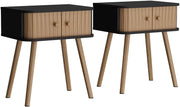 Comodino Germo, Antracite/bambù, 40 x 47 cm Set di 2