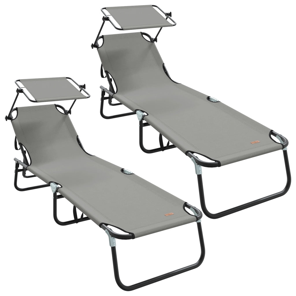 Lettini Prendisole 2 pz con tenda Grigio Tessuto Oxford 600D