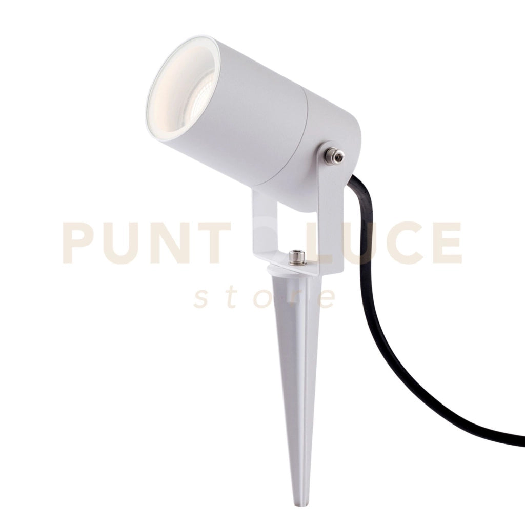 PROIETTORE AKRON BIANCO CON PICCHETTO 1 LUCE ATTACCO GU10 IP65 10X6CM