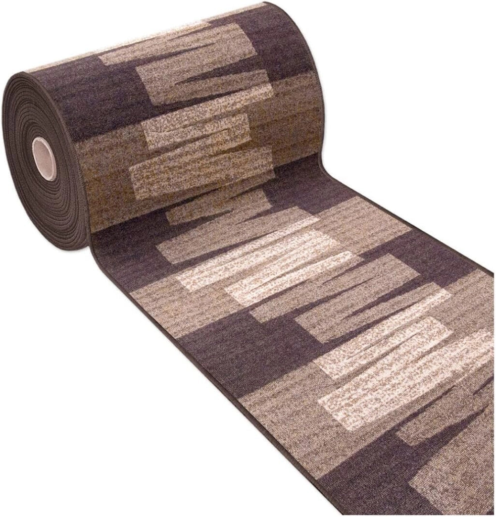 Passatoia Scala Bordata 67x750 cm Ingresso Corridoio Tappeto Cucina Gradini Zig Zag Marrone