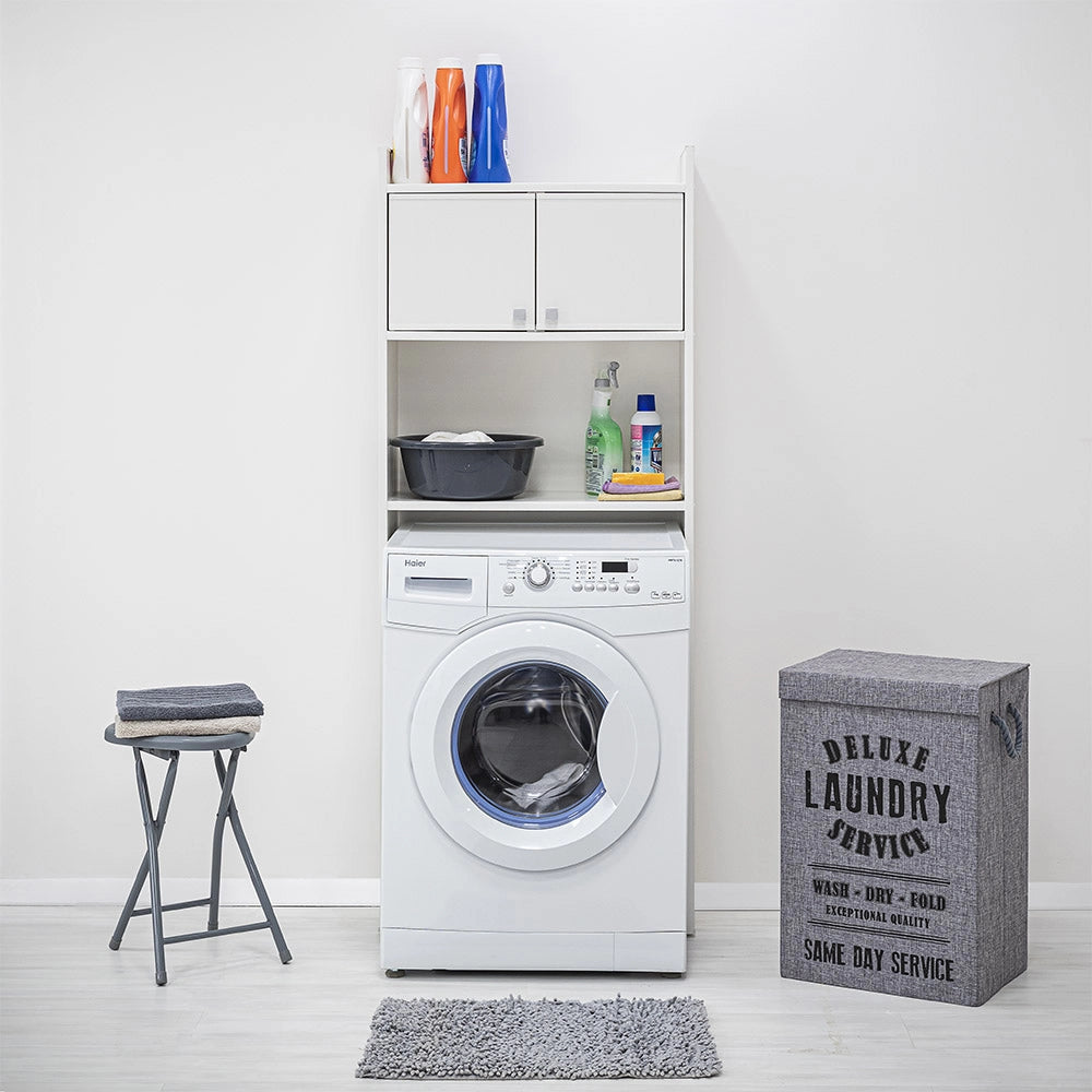 Mobile sopra lavatrice in pvc bianco in kit di montaggio