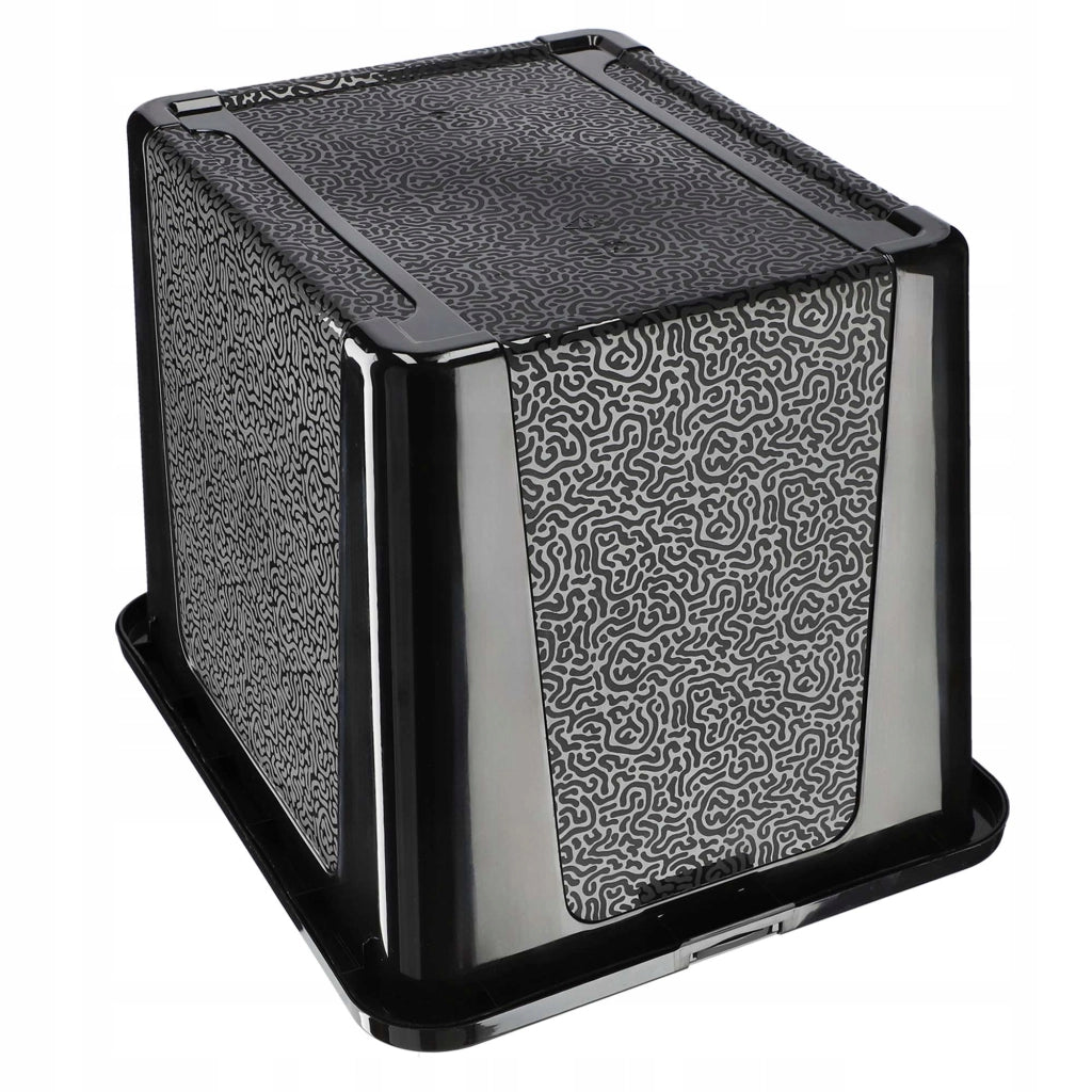 Contenitore in plastica KADAX da 30 litri con coperchio, nero, con chiusura a chiave, grande scatola organizer.