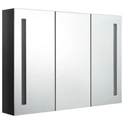Armadietto Bagno | Armadio da bagno con Specchio e LED Nero Lucido 89x14x62 cm