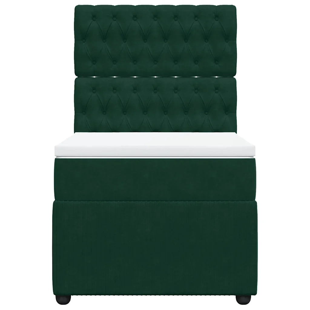 Giroletto a Molle con Materasso Verde Scuro 90x190 cm Velluto
