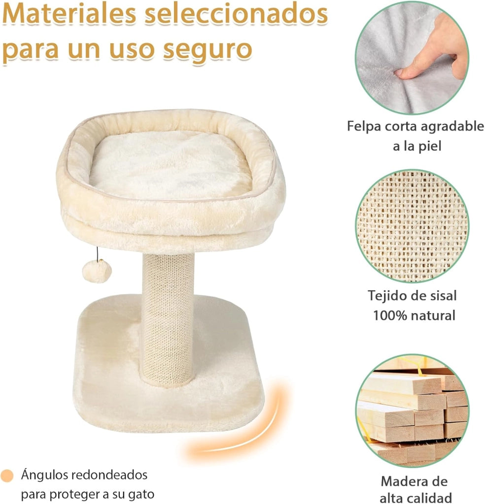 Tiragraffi piccolo, altezza 50 cm, tiragraffi per gatti con seduta in peluche e colonna in sisal e palla, albero da arrampicata in legno stabile, per gatti
