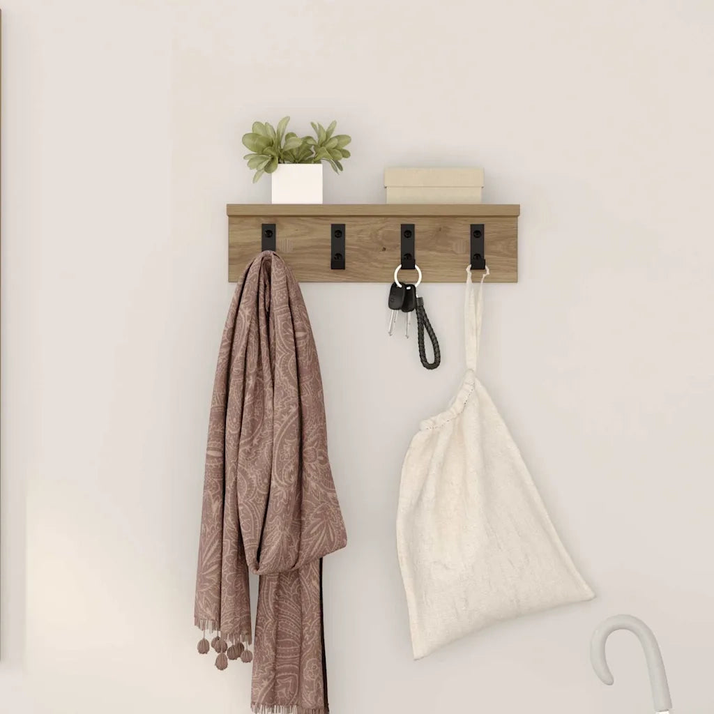 vidaXL Appendiabiti a muro rovere artigianale 40 x 10.5 x 10.5 cm